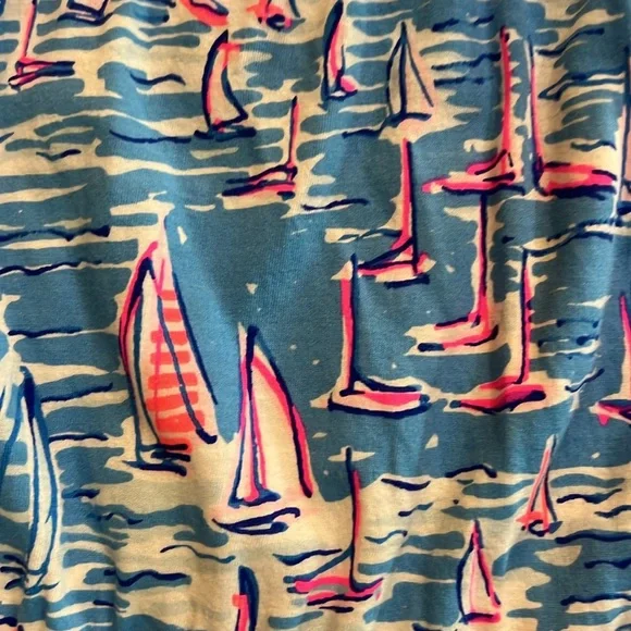 Lilly Pulitzer Girls Jaycee Romper Zanzibar Blue Boatyliciouslarge (8-10) NWOT
